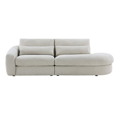 Joyce Curved Plush 2-Seater Extended Chaise Sectional Couch