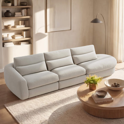 Joyce Curved Plush 3-Seater Extended Chaise Sectional Couch