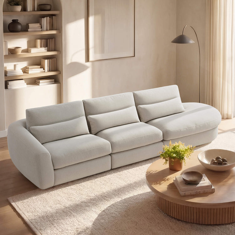 Joyce Curved Plush 3-Seater Extended Chaise Sectional Couch