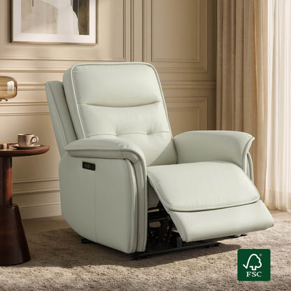 Katia Genuine Leather Zero Gravity Power Recliner with Power Headrest
