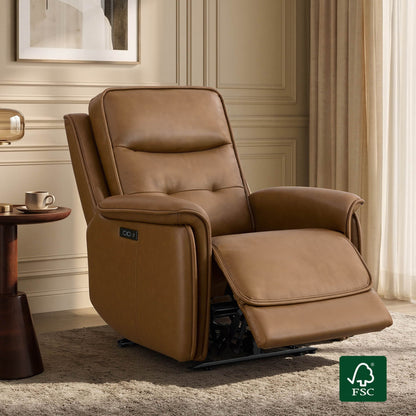 Katia Genuine Leather Zero Gravity Power Recliner with Power Headrest