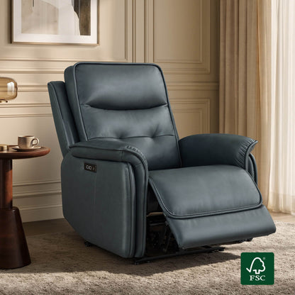Katia Genuine Leather Zero Gravity Power Recliner with Power Headrest