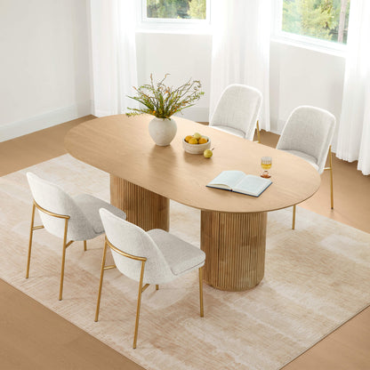Coral Fluted Oval Wood Dining Table Set for 4-6