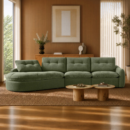 Lana Performance Fabric Deep Seat Tufted 3-Seater Extended Seat Sofa
