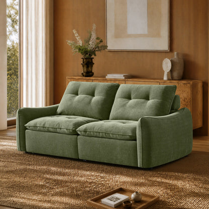 Lana Performance Fabric Deep Seat Tufted 2-Seater Reclining Sofa