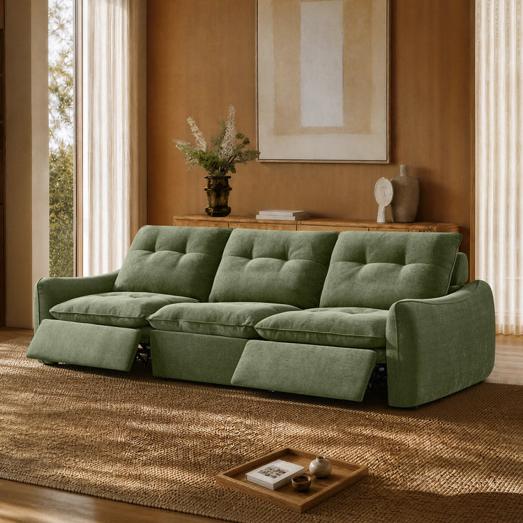 Lana Performance Fabric Deep Seat Tufted 3-Seater Reclining Sofa