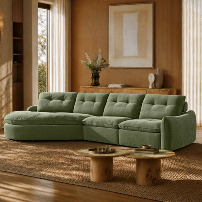 Lana Performance Fabric Deep Seat Tufted 3-Seater Extended Seat Sofa