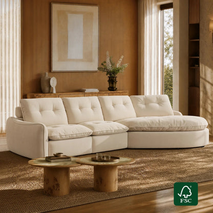 Lana Performance Fabric Deep Seat Tufted 3-Seater Extended Seat Sofa