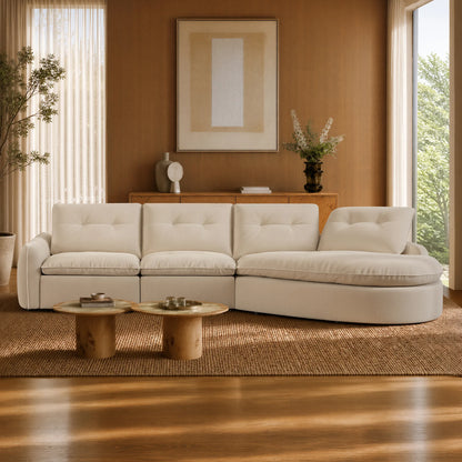 Lana Performance Fabric Deep Seat Tufted 3-Seater Extended Seat Sofa