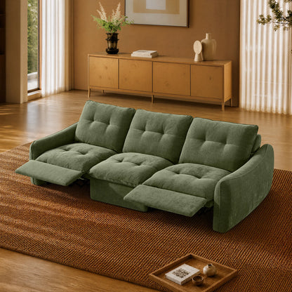 Lana Performance Fabric Deep Seat Tufted 3-Seater Reclining Sofa