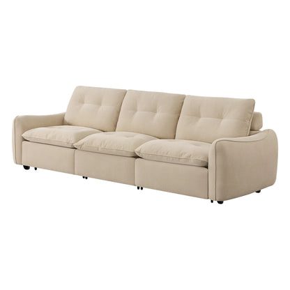 Lana Performance Fabric Deep Seat Tufted 3-Seater Reclining Sofa
