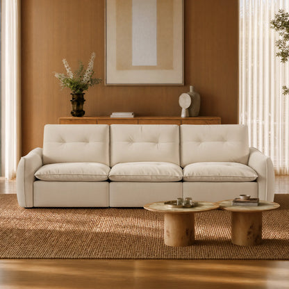 Lana Performance Fabric Deep Seat Tufted 3-Seater Reclining Sofa
