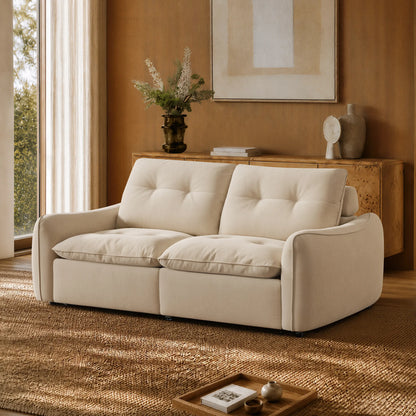 Lana Performance Fabric Deep Seat Tufted 2-Seater Reclining Sofa