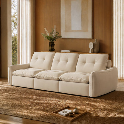 Lana Performance Fabric Deep Seat Tufted 3-Seater Reclining Sofa