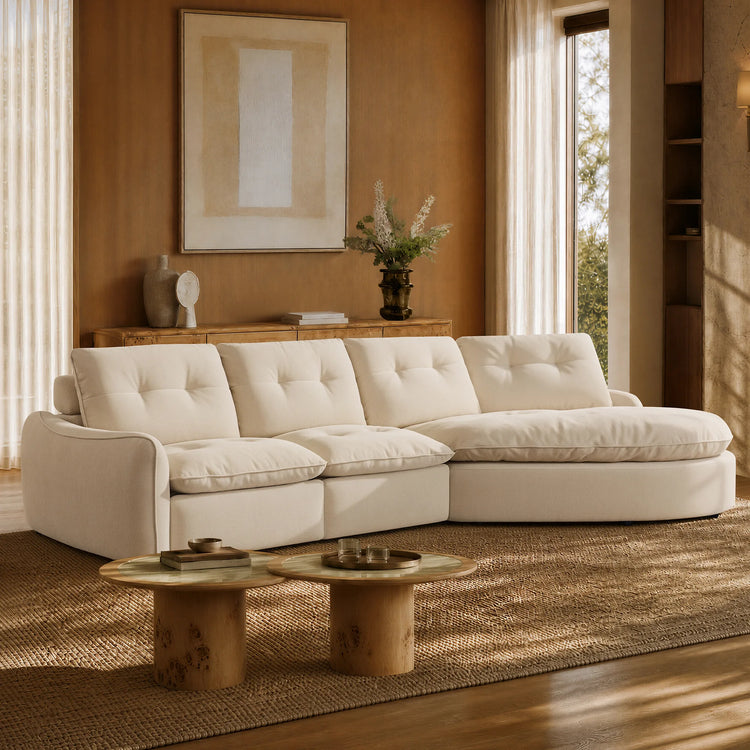 Lana Performance Fabric Deep Seat Tufted 3-Seater Extended Seat Sofa