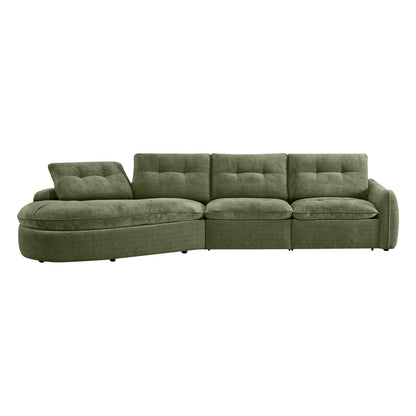 Lana Performance Fabric Deep Seat Tufted 3-Seater Extended Seat Sofa