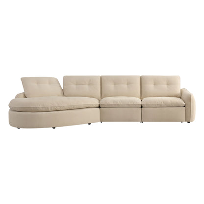 Lana Performance Fabric Deep Seat Tufted 3-Seater Extended Seat Sofa