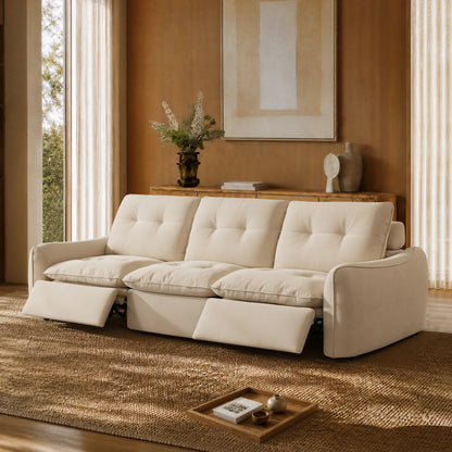 Lana Performance Fabric Deep Seat Tufted 3-Seater Reclining Sofa