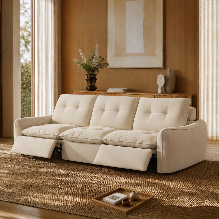 Lana Performance Fabric Deep Seat Tufted 3-Seater Reclining Sofa