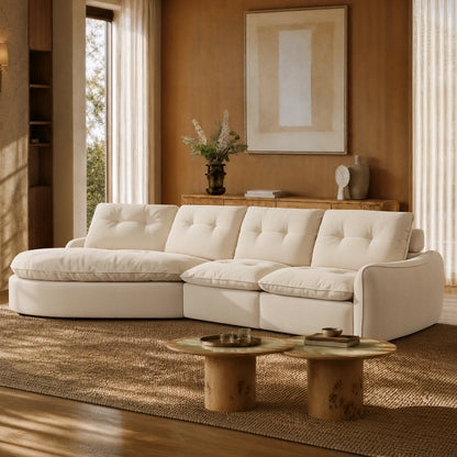 Lana Performance Fabric Deep Seat Tufted 3-Seater Extended Seat Sofa