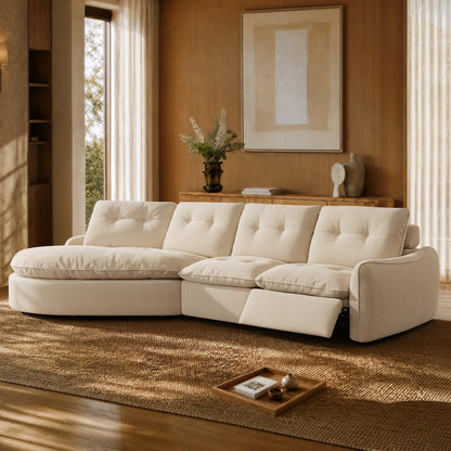 Lana Performance Fabric Deep Seat Tufted 3-Seater Extended Seat Sofa
