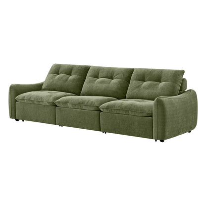 Lana Performance Fabric Deep Seat Tufted 3-Seater Reclining Sofa