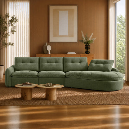 Lana Performance Fabric Deep Seat Tufted 3-Seater Extended Seat Sofa