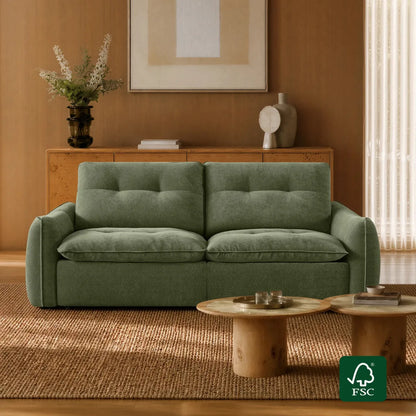 Lana Performance Fabric Deep Seat Tufted 2-Seater Reclining Sofa