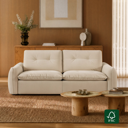 Lana Performance Fabric Deep Seat Tufted 2-Seater Reclining Sofa
