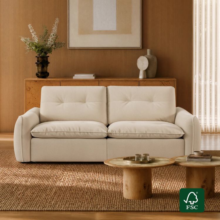 Lana Performance Fabric Deep Seat Tufted 2-Seater Reclining Sofa