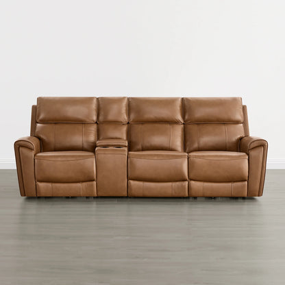 Libonet Modern Genuine Leather Reclining Sofa with Power Headrest