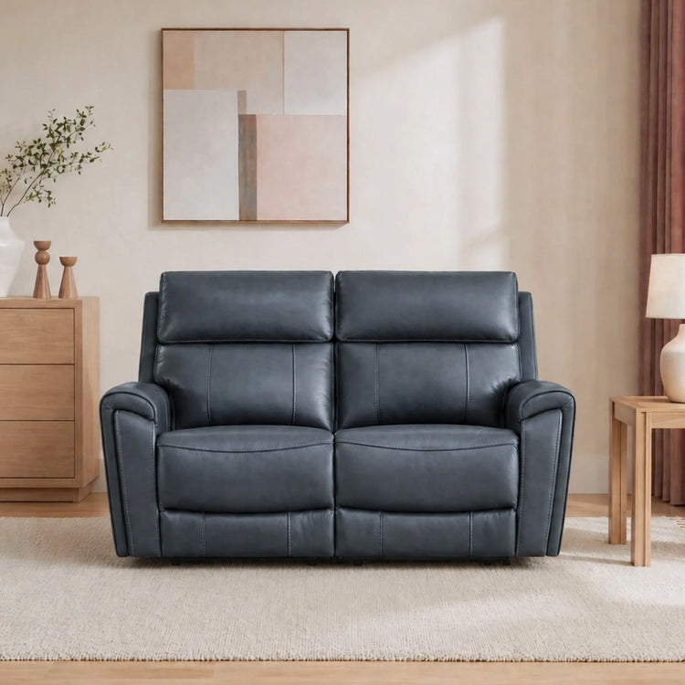 Libonet Modern Genuine Leather Reclining Sofa with Power Headrest