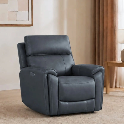 Libonet Modern Genuine Leather Reclining Sofa with Power Headrest