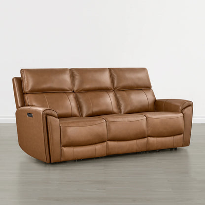 Libonet Modern Genuine Leather Reclining Sofa with Power Headrest
