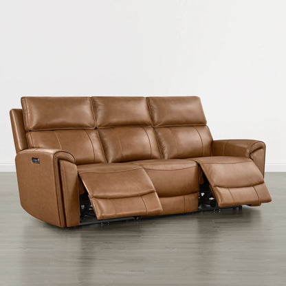 Libonet Modern Genuine Leather Reclining Sofa with Power Headrest