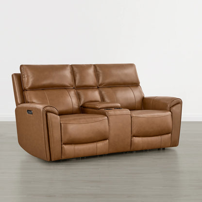 Libonet Modern Genuine Leather Reclining Sofa with Power Headrest