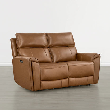 Libonet Modern Genuine Leather Reclining Sofa with Power Headrest