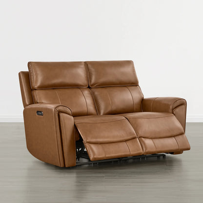 Libonet Modern Genuine Leather Reclining Sofa with Power Headrest