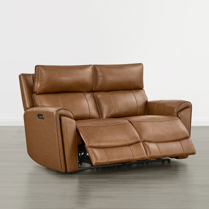 Libonet Modern Genuine Leather Reclining Sofa with Power Headrest