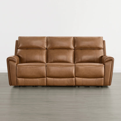 Libonet Modern Genuine Leather Reclining Sofa with Power Headrest