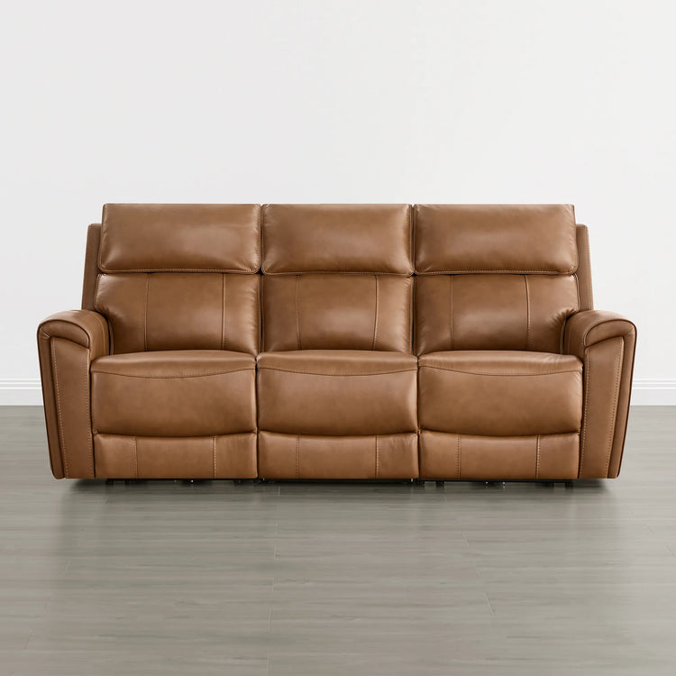 Libonet Modern Genuine Leather Reclining Sofa with Power Headrest