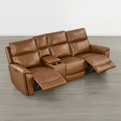 Libonet Modern Genuine Leather Reclining Sofa with Power Headrest
