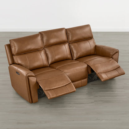 Libonet Modern Genuine Leather Reclining Sofa with Power Headrest