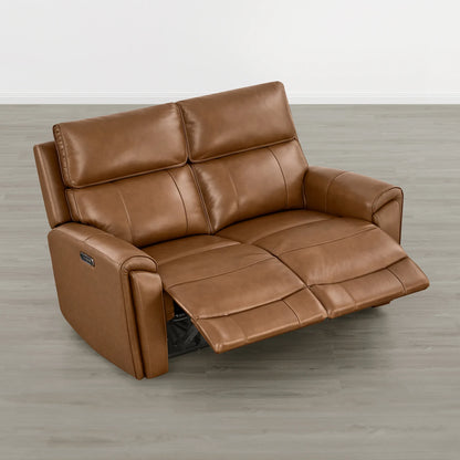 Libonet Modern Genuine Leather Reclining Sofa with Power Headrest