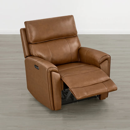 Libonet Modern Genuine Leather Reclining Sofa with Power Headrest