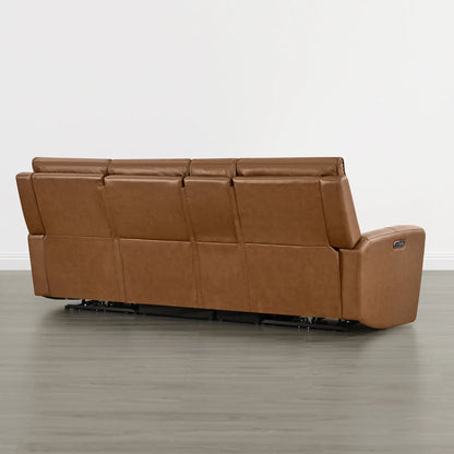 Libonet Modern Genuine Leather Reclining Sofa with Power Headrest