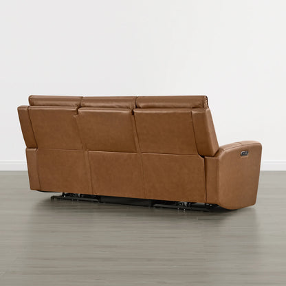 Libonet Modern Genuine Leather Reclining Sofa with Power Headrest
