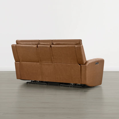 Libonet Modern Genuine Leather Reclining Sofa with Power Headrest