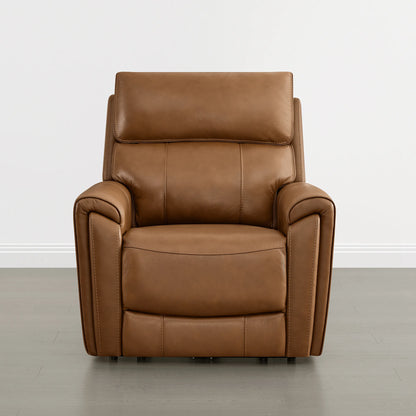 Libonet Modern Genuine Leather Reclining Sofa with Power Headrest
