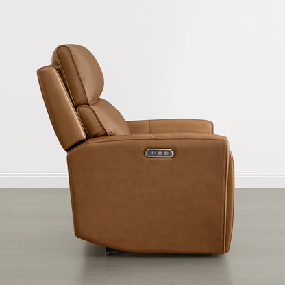 Libonet Modern Genuine Leather Reclining Sofa with Power Headrest
